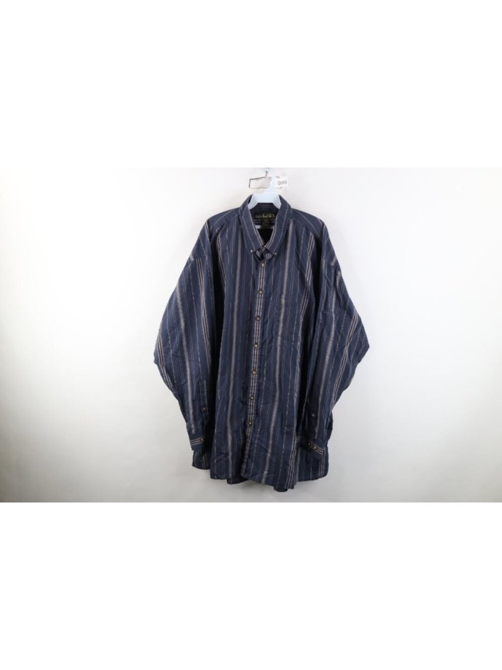 Vintage 90s Streetwear Mens 3XLT Faded Striped Collared Button Down Shirt Blue
